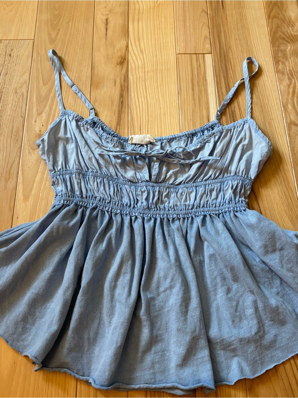 Free People We The Free Blue Scarlett Smocked Babydoll Style Tank Top